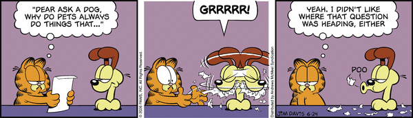 Garfield comic strip for Wednesday, June 24, 2026